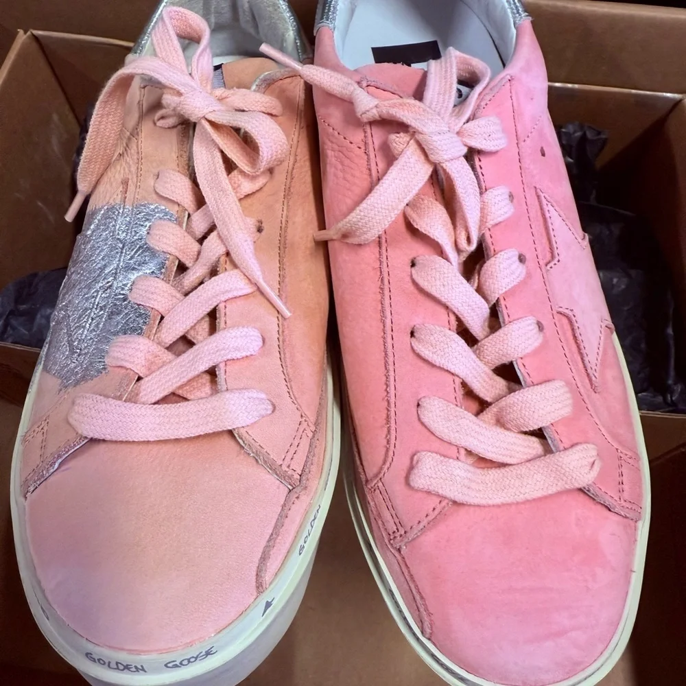 Golden Goose sz 7B Pink and Silver Sneakers NEW with Box - Picture 10 of 16